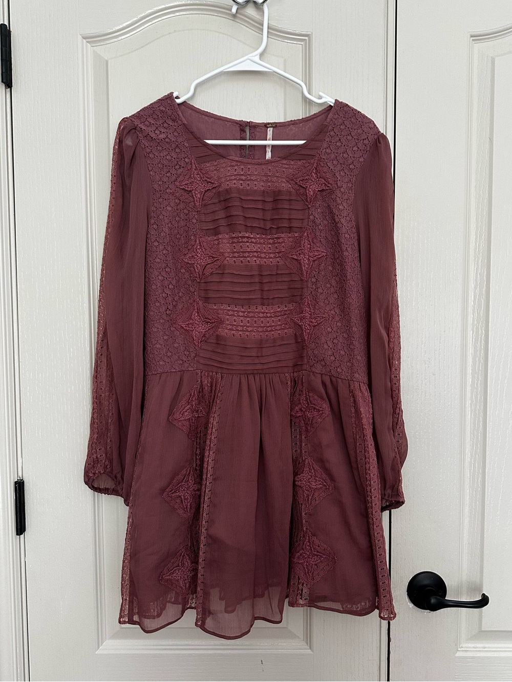 Free People Dusty Rose Lace Detailed Dress